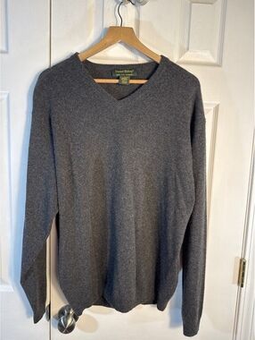 Daniel Bishop Men's 100% Cashmere V-Neck Sweater XL Gray